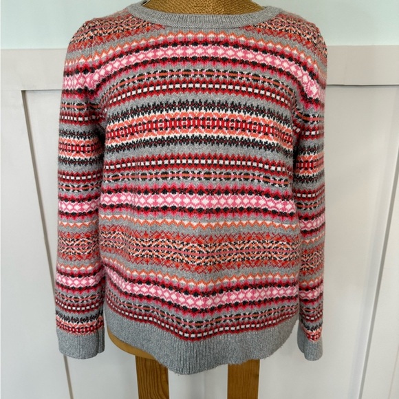 Talbots Fair Isle Crewneck Sweater Women’s Large Pink Nordic cotton Blend - Picture 1 of 7